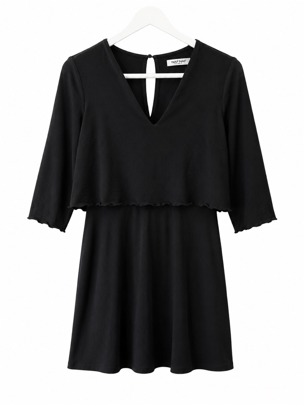 NAF NAF Black Layered V-Neck Mini Dress